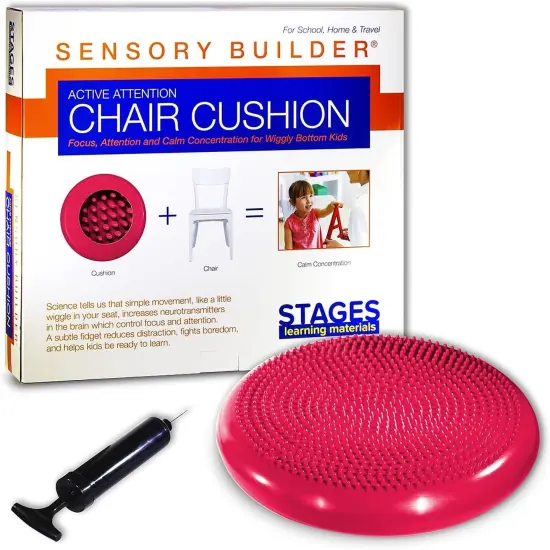Sensory Builder Active Attention Chair Cushion for Wiggly Bottom Kids Seat, Red, 13" X 2.5 {1}