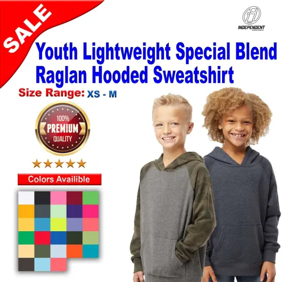 Independent Trading Co&reg; Youth Lightweight Special Blend Raglan Hooded Sweatshirt Carbon {2}
