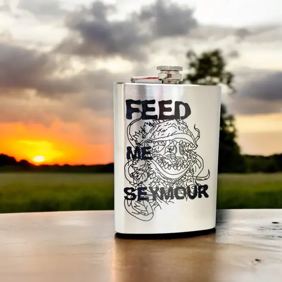 8oz Feed Me Seymour Stainless Steel Flask {3}
