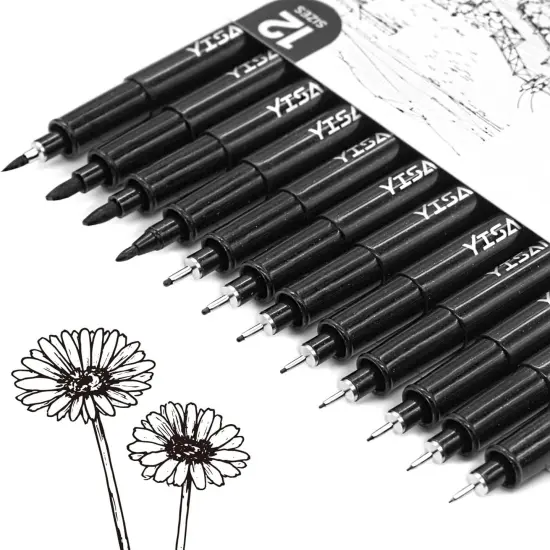 Black Drawing Pens,12 Art Pens Set,Fineliner Ink Pens,Micro-Pens,Manga Markers,For Sketching,Technical Drawing 902195 {1}