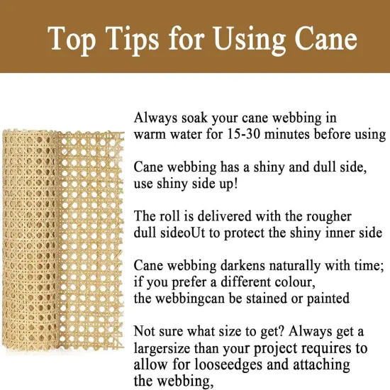 16" X5Ft Natural Rattan Cane Webbing, Woven Open Mesh Cane Net Roll for DIY Caning Furniture Decor Projects: Chair, Cabinet, Ceiling and Door(59X17 In) {7}