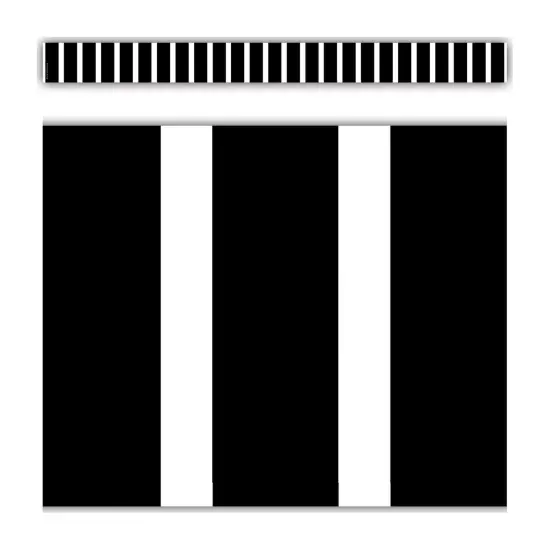 Black and White Vertical Stripes Straight Border Trim, 35 Feet Per Pack, 6 Packs {2}