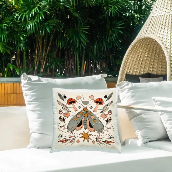 Stupell Industries Boho Moth & Mushrooms Outdoor Printed Pillow {2}