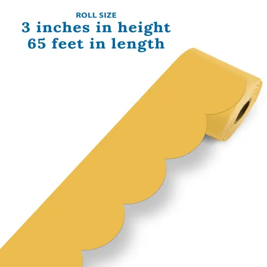 Carson Dellosa 65Ft of Goldenrod Yellow Green Bulletin Board Borders, 1 Roll of Mango Scalloped Trim for Rolling Whiteboard, Cork and Posterboard, Party, Office Decorations, and Classroom Decor {3}