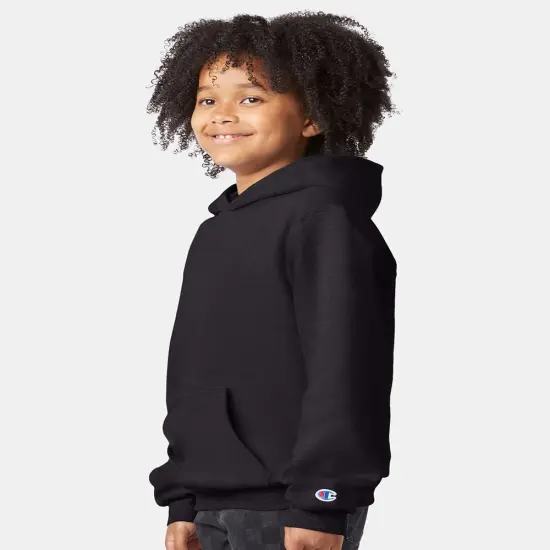 Champion&reg; Powerblend Youth Hooded Sweatshirt Black {3}