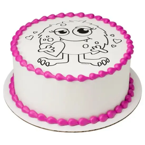 Paintable Love Monster Valentine's Day Edible Cake Image PhotoCake&reg; {2}
