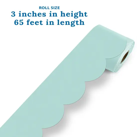 Carson Dellosa 65Ft of Sea Glass Green Bulletin Board Borders, 1 Roll of Pastel Scalloped Trim for Rolling Whiteboard, Cork and Posterboard, Party, Easter, Spring Decorations, and Classroom Decor {3}