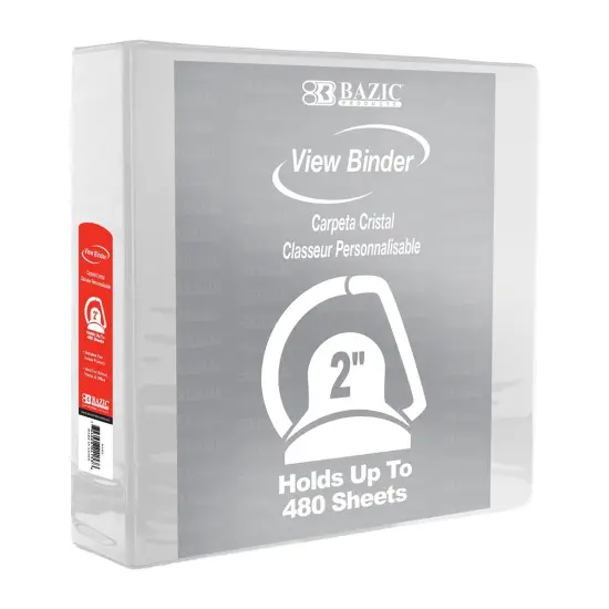 Slant D Ring View Binder with 2 Pockets, 2", White, Pack of 6 {2}