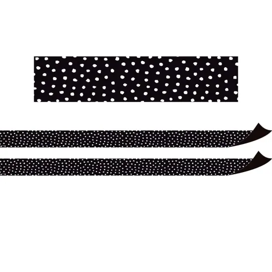 Black with White Painted Dots Magnetic Border, 24 Feet Per Pack, 2 Packs {1}