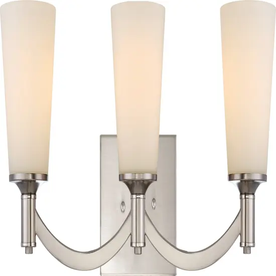 Laguna 3-Light Wall Mounted Vanity & Wall Light Fixture in Brushed Nickel Finish {1}