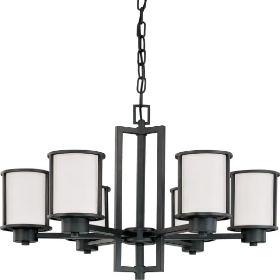 Odeon 6-Light Hanging Mounted Chandelier Light Fixture in Aged Bronze Finish {1}