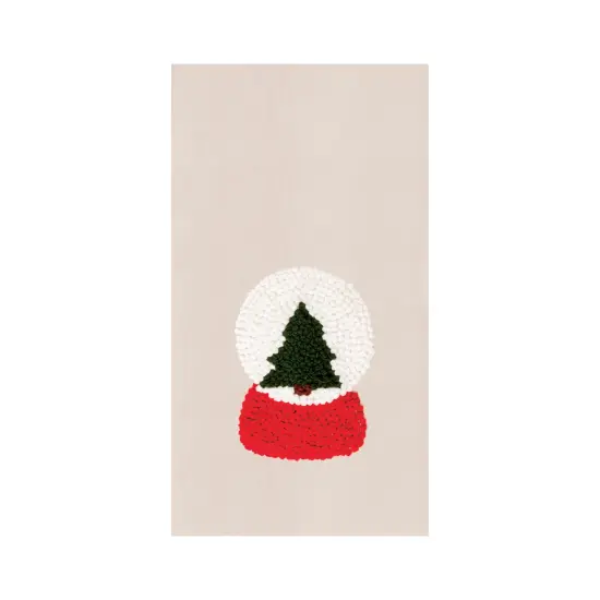 Snow Globe Tree French Knot Flour Sack Kitchen Towel {1}