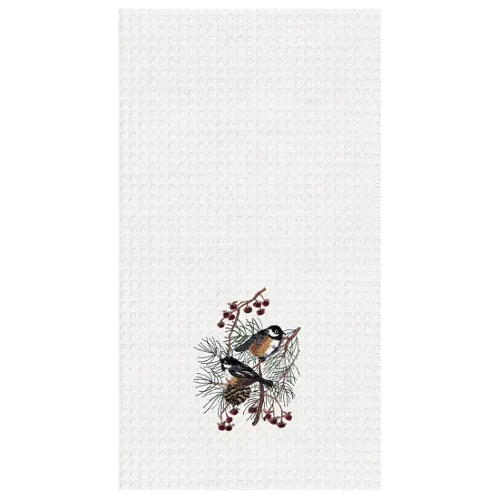 Chickadees Waffle Weave Cotton Kitchen Towel {1}