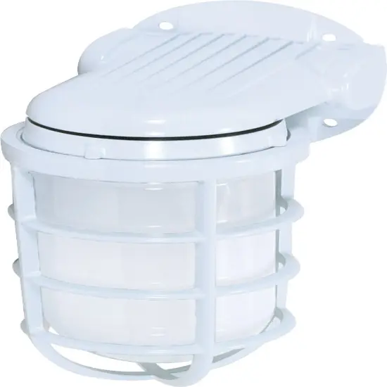 Nuvo 1-Light 150w 10" Industrial Wall Mount w/ Frosted Glass in White Finish {1}