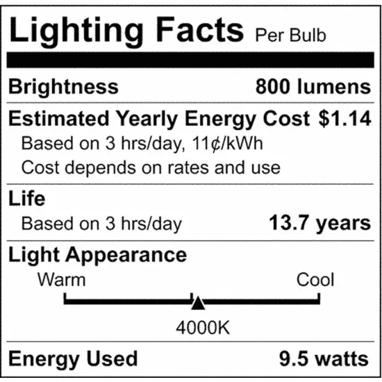 4Pk - Satco 9.5w 120v A19 LED Bulb E26 Medium Base 4000k Cool White - 60w-equiv {6}
