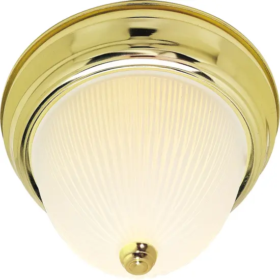 Nuvo 3-Light 15" Flush Mount w/ Frosted Ribbed Glass in Polished Brass Finish {1}