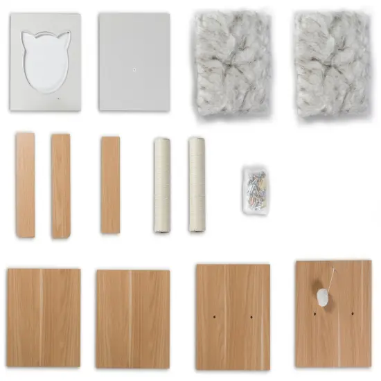 Cat Tree Play House Condo Cube Cave, Platform, Scratcher Post and Ball Toy {5}