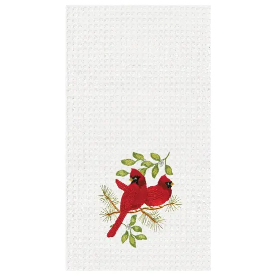 Song Bird Cardinals Waffle Weave Cotton Kitchen Towel {1}