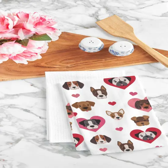 Valentine's Day Puppy Dog Love Flour Sack Kitchen Dishtowel {3}