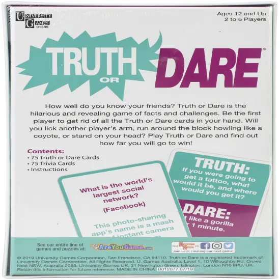 University Games Truth Or Dare Card Game {2}