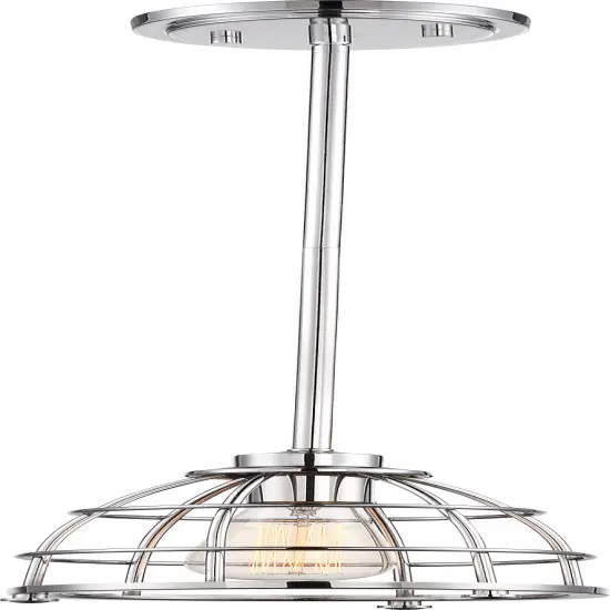 Nuvo Maxx 1-Light Small Caged Pendant Fixture in Polished Nickel Finish {1}