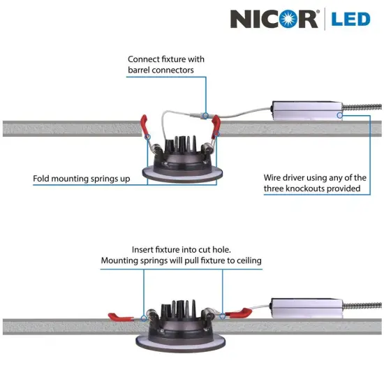 NICOR 3-inch LED Gimbal Recessed Downlight in Nickel, 2700K {4}