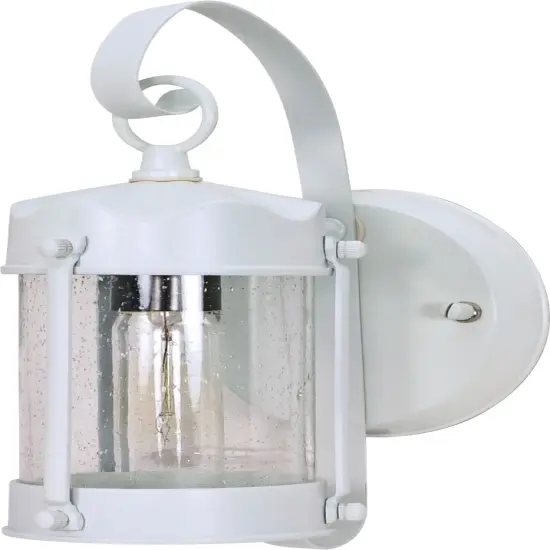 Nuvo 1-Light 11" Wall Piper Lantern w/ Clear Seed Glass in White Finish {1}