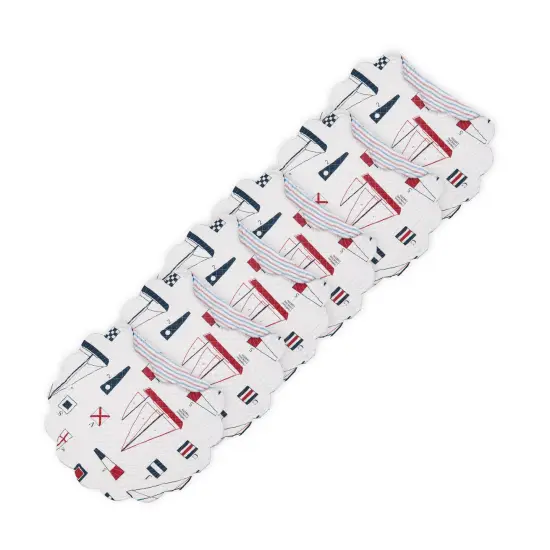 Windward Port Cotton Quilted Round Reversible Placemats Set of 6, 17" {1}