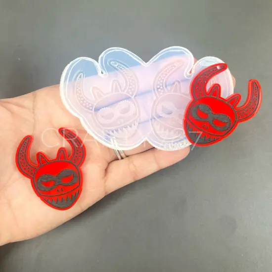 Vejigante Dangle Earring Silicone Mold (D1) {1}