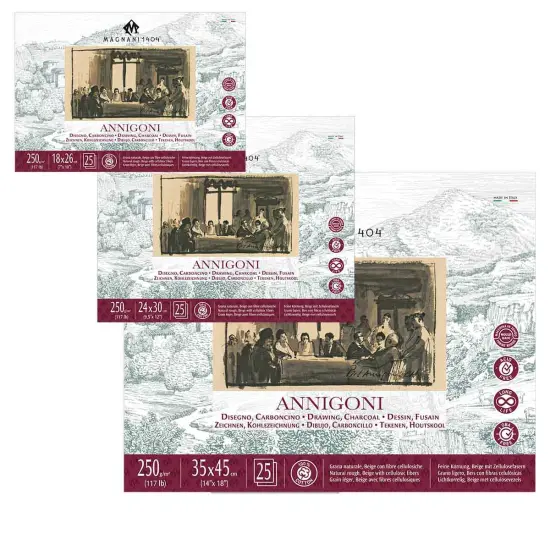 Magnani 1404 Annigoni Drawing Paper Pad, 25 Sheet Sketch Pads for Artists, 100% Cotton, Acid-Free Archival Art Sketchbook, Beige Sketching Paper Ideal for Mixed Media, Made in Italy {2}