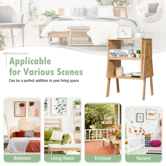 2 Pieces wicker Storage Shelf Nightstand Sofa Table {5}