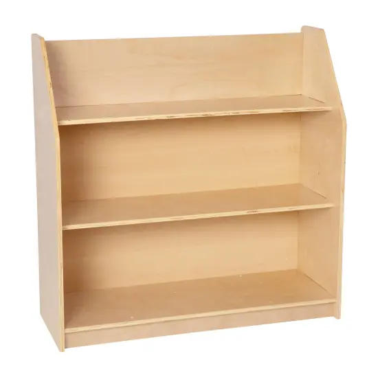 Emma and Oliver Kid's Bookshelf or Toy Storage Shelf for Bedroom or Playroom in Wood Finish with Safe, Kid-Friendly Curved Edges Natural {2}
