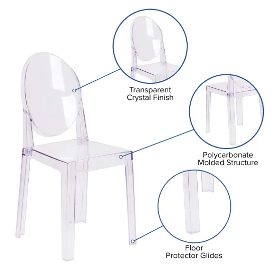 Emma and Oliver 4 Pack Ghost Chair with Oval Back Transparent Crystal {3}