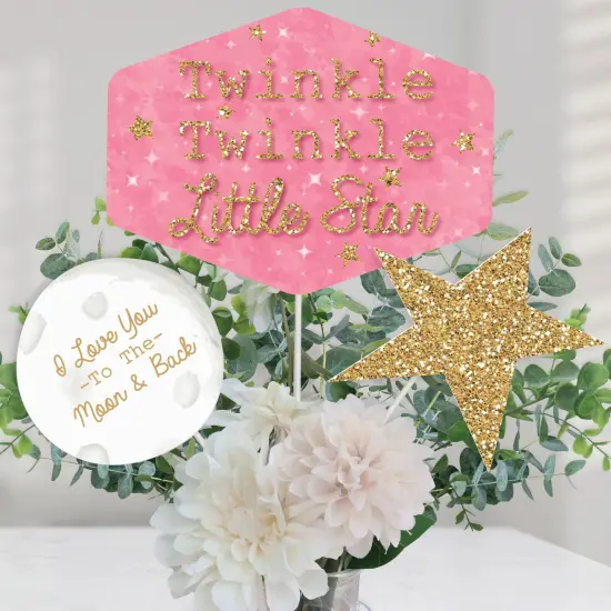 Big Dot of Happiness Pink Twinkle Twinkle Little Star - Baby Shower or Birthday Party Centerpiece Sticks - Table Toppers - Set of 15 {1}