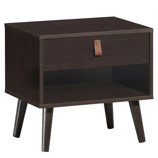 Nightstand Bedroom Table with Drawer Storage Shelf-Brown {1}