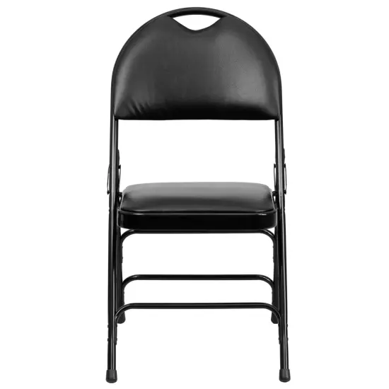Emma and Oliver 4 Pack Home & Office Easy-Carry Party Events Padded Folding Chair BlackVinyl/Black {3}