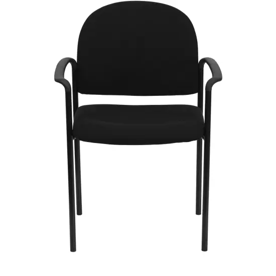 Emma and Oliver Comfort Stackable Steel Side Reception Chair with Arms Black Fabric {3}