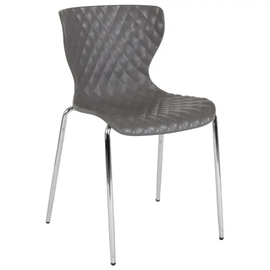 Emma and Oliver Contemporary Design Accent Dining Plastic Stack Chair Gray {1}