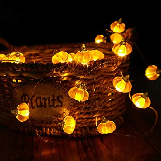 Halloween Lights 3D Jack-o-Lantern 10ft 30 LEDs Pumpkin String Lights Battery Powered Orange Lights for Halloween Party Indoor Fall Outdoor Harvest Thanksgiving Decorations {1}