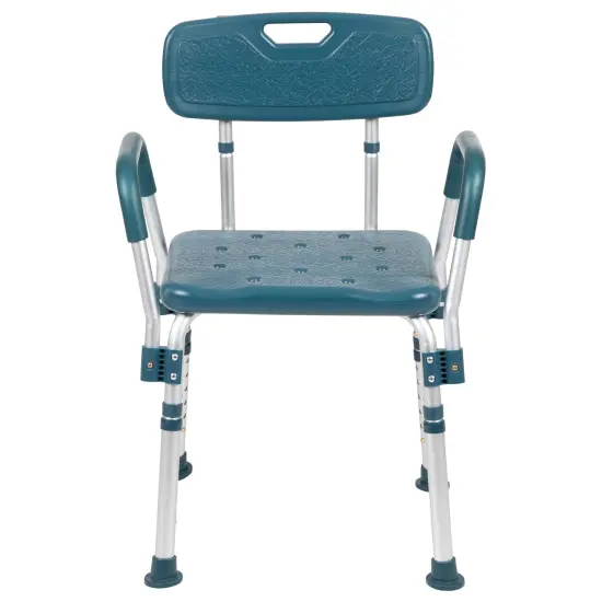 Emma and Oliver 300 Lb. Capacity Quick Release Back & Arm Shower Chair Navy {3}