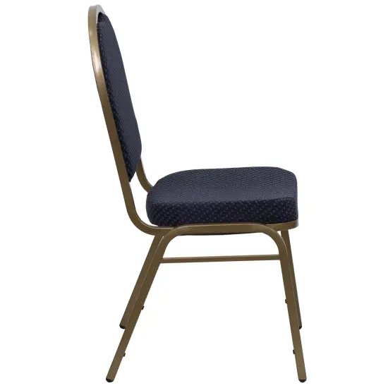 Emma and Oliver Dome Back Stacking Banquet Dining Chair NavyFab/Gold {5}
