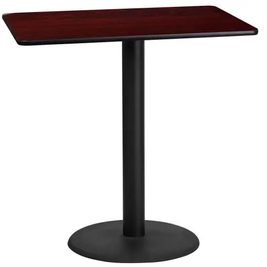 Emma and Oliver 24"x42" Rectangular Laminate Bar Table with 24" Round Base Mahogany {1}