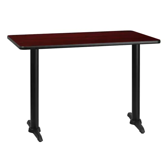 Emma and Oliver 30"x42" Rectangular Laminate Table with 5"x22" Table Height Bases Natural {4}