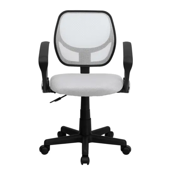 Emma and Oliver Mid-Back Mesh Swivel Task Office Chair with Curved Square Back and Arms Gray {7}