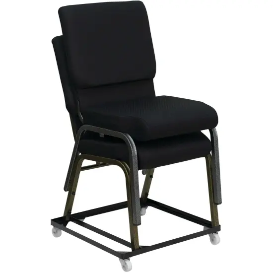 Emma and Oliver Steel Stack Chair and Church Chair Dolly Black {5}