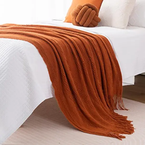 BATTILO HOME Caramel Throw Blanket for Couch, Orange Red Throw Blanket for Bed, Fall Decor Rust Red Fall Throw Blanket, 50"x60" {2}