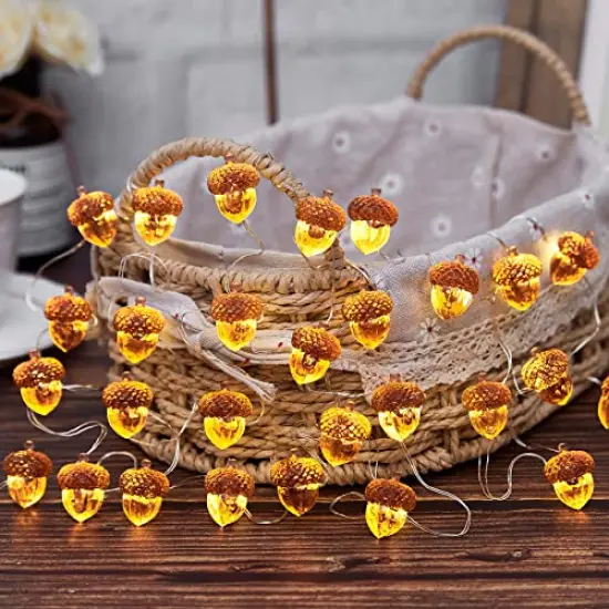 Thanksgiving D&eacute;cor 3D Acorn Decorations Autumn D&eacute;cor String Lights, Acorn Fall Harvest Decorative Lights 10ft 30LED USB Plug in Battery Operated for Bedroom Garland Fireplace Mantel Wreath Decor {5}