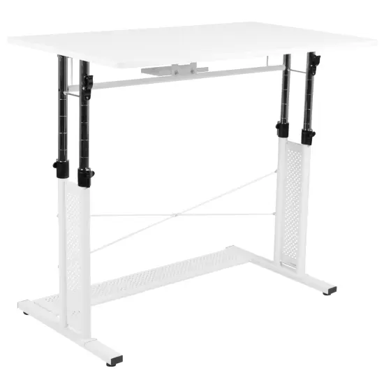 Emma and Oliver Height Adjustable (27.25-35.75"H) Sit to Stand Home Office Desk Black {6}
