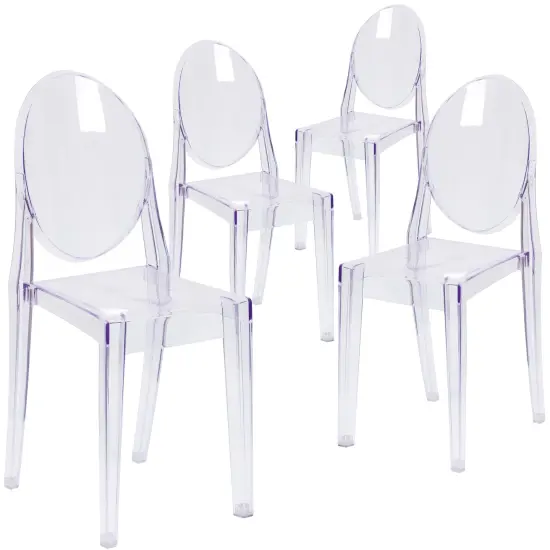 Emma and Oliver 4 Pack Ghost Side Chair Clear {2}