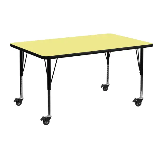 Emma and Oliver Mobile 24x48 Rectangle Laminate Preschool Activity Table Yellow {1}